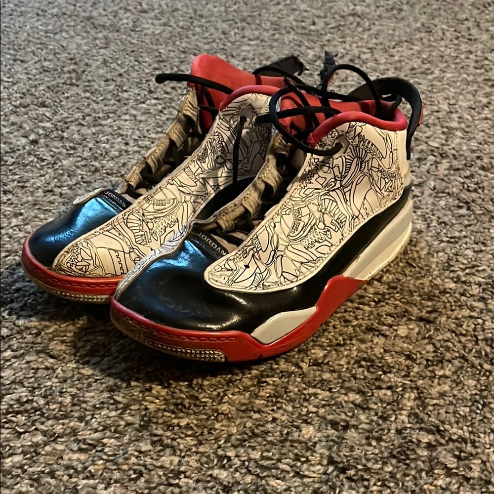 Jordan Black and Red High-Top Sneakers